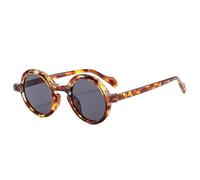 MUTYNE Retro Round Punk Women Sunglasses Fashion Double Color Gradient Shades Uv400 Men Rivets(Leopard grey)