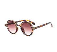 MUTYNE Retro Round Punk Women Sunglasses Fashion Double Color Gradient Shades Uv400 Men Rivets(Leopard tea gradient)