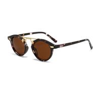 MUTYNE Retro Round Sunglasses for Men Women Classic Metal Double Bridge Sun Glasses Gothic Steampunk Circle Eyewear with M