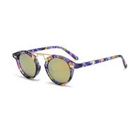 MUTYNE Retro Round Sunglasses for Men Women Classic Metal Double Bridge Sun Glasses Gothic Steampunk Circle Eyewear with M