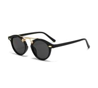 MUTYNE Retro Round Sunglasses for Men Women Classic Metal Double Bridge Sun Glasses Gothic Steampunk Circle Eyewear with M