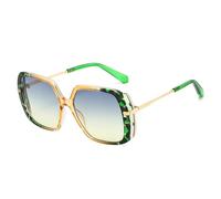 MUTYNE Retro Square Rivets Men Sunglasses Gradient Shades Uv400 Fashion Leopard Women Clear Lens Frame(Green Tea Gray)