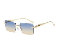 MUTYNE Rimless Clear Sunglasses for Men Women Rectangle Metal Frame Glasses Vintage Leopard Temples Frameless Eyewear with