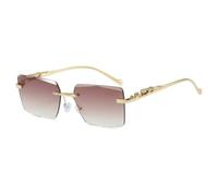 MUTYNE Rimless Clear Sunglasses for Men Women Rectangle Metal Frame Glasses Vintage Leopard Temples Frameless Eyewear with
