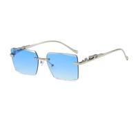 MUTYNE Rimless Clear Sunglasses for Men Women Rectangle Metal Frame Glasses Vintage Leopard Temples Frameless Eyewear with