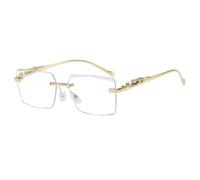 MUTYNE Rimless Clear Sunglasses for Men Women Rectangle Metal Frame Glasses Vintage Leopard Temples Frameless Eyewear with