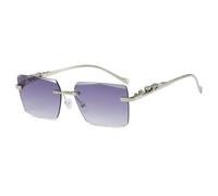 MUTYNE Rimless Clear Sunglasses for Men Women Rectangle Metal Frame Glasses Vintage Leopard Temples Frameless Eyewear with