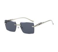 MUTYNE Rimless Clear Sunglasses for Men Women Rectangle Metal Frame Glasses Vintage Leopard Temples Frameless Eyewear with