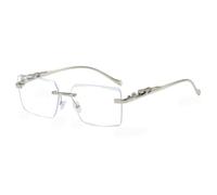 MUTYNE Rimless Clear Sunglasses for Men Women Rectangle Metal Frame Glasses Vintage Leopard Temples Frameless Eyewear with