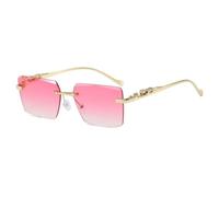 MUTYNE Rimless Clear Sunglasses for Men Women Rectangle Metal Frame Glasses Vintage Leopard Temples Frameless Eyewear with