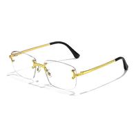 MUTYNE Rimless Gradient Sunglasses Men Women Luxury Eyewear Metal Punk Small Rectangle Sun Glasses For Man UV400,Gold Clear,One size