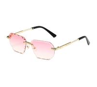 MUTYNE Rimless Polygon Sunglasses for Men Women Retro Frameless Sun Glasses with Faceted Edge Lenses Metal Frame Fashion E