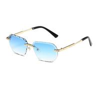 MUTYNE Rimless Polygon Sunglasses for Men Women Retro Frameless Sun Glasses with Faceted Edge Lenses Metal Frame Fashion E