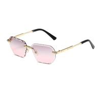 MUTYNE Rimless Polygon Sunglasses for Men Women Retro Frameless Sun Glasses with Faceted Edge Lenses Metal Frame Fashion E