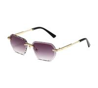 MUTYNE Rimless Polygon Sunglasses for Men Women Retro Frameless Sun Glasses with Faceted Edge Lenses Metal Frame Fashion E