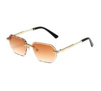 MUTYNE Rimless Polygon Sunglasses for Men Women Retro Frameless Sun Glasses with Faceted Edge Lenses Metal Frame Fashion E