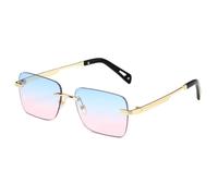 MUTYNE Rimless Rectangle Sunglasses for Men Women Retro Square Sun Glasses Gold Metal Frame Tinted Eyewear,C4,One size