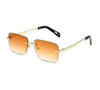 MUTYNE Rimless Rectangle Sunglasses for Men Women Retro Square Sun Glasses Gold Metal Frame Tinted Eyewear,C5,One size