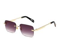 MUTYNE Rimless Rectangle Sunglasses for Men Women Retro Square Sun Glasses Gold Metal Frame Tinted Eyewear,C6,One size