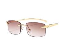 MUTYNE Rimless Rectangle Sunglasses Women Retro Decoration Clear Ocean Lens Eyewear Men Cycling Sun Glasses Shades UV400,brown,One size