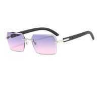 MUTYNE Rimless Rectangular Sunglasses for Men Women Retro Geometric Hip Hop Shades Vintage Textured Temples UV400 Protection Fashion Eyewear Gold Frame C6 One size