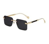 MUTYNE Rimless Rectangular Sunglasses for Men Women Retro Square Frameless Shades Metal Gold Frame Fashion Tinted Lenses V
