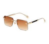 MUTYNE Rimless Rectangular Sunglasses for Men Women Retro Square Frameless Shades Metal Gold Frame Fashion Tinted Lenses V