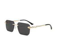 MUTYNE Rimless Square Sunglasses for Men Women Geometric Metal Frame Sun Glasses Gothic Temples Frameless Eyewear with Com