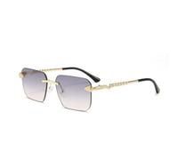 MUTYNE Rimless Square Sunglasses for Men Women Geometric Metal Frame Sun Glasses Gothic Temples Frameless Eyewear with Com