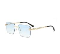MUTYNE Rimless Square Sunglasses for Men Women Geometric Metal Frame Sun Glasses Gothic Temples Frameless Eyewear with Com