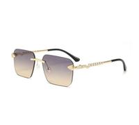 MUTYNE Rimless Square Sunglasses for Men Women Geometric Metal Frame Sun Glasses Gothic Temples Frameless Eyewear with Com