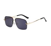 MUTYNE Rimless Sunglasses For Women Men, Metal Temples, Cut Edge Retro Uv400 Protection(C1全灰)