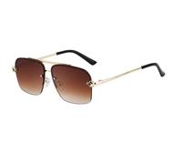 MUTYNE Rimless Sunglasses For Women Men, Metal Temples, Cut Edge Retro Uv400 Protection(C3双茶)