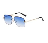 MUTYNE Rimless Sunglasses For Women Men, Metal Temples, Cut Edge Retro Uv400 Protection(C5双蓝)
