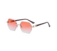 MUTYNE Rimless Sunglasses For Women Men, Polygonal Design, Double Beam Retro Driving Sun Protection Uv400(C7)