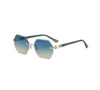 MUTYNE Rimless Sunglasses For Women Men, Polygonal Design, Double Beam Retro Driving Sun Protection Uv400(C5)