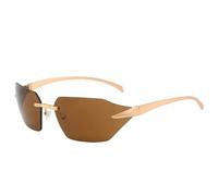 Rimless Sunglasses Women For Men Trend Sun Glasses Fashion Vintage Eyeglasses Luxury Driving Shades,brown,one size