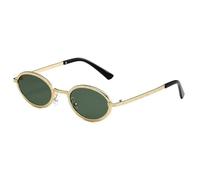 MUTYNE Round Oval Sunglasses for Men Women Retro Metal Frame Eyewear with Textured Gold Frame Gray Lens Vintage Fashion Su