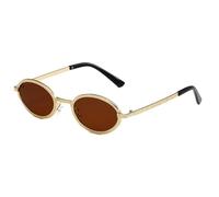 MUTYNE Round Oval Sunglasses for Men Women Retro Metal Frame Eyewear with Textured Gold Frame Gray Lens Vintage Fashion Su