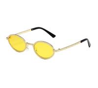 MUTYNE Round Oval Sunglasses for Men Women Retro Metal Frame Eyewear with Textured Gold Frame Gray Lens Vintage Fashion Su