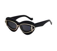 MUTYNE Sexy Ladies Cat Eye Sunglasses Women For Men Luxury Vintage Sun Glasses Popular Trendy Big Frame Shades,Black Gold Black