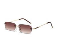 MUTYNE Shauna Popular Fashion Rectangle Women Sunglasses Vintage Rimless Clear Ocean Gradient Lens Men Uv400 Trending Sun Glasses(Golden tea gradient)