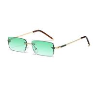 MUTYNE Shauna Popular Fashion Rectangle Women Sunglasses Vintage Rimless Clear Ocean Gradient Lens Men Uv400 Trending Sun Glasses(Golden green)