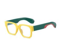 MUTYNE Square Glasses Frame Women Men Glasses Color Patchwork Wide Temple(Yellow)