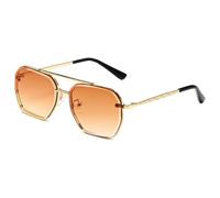 MUTYNE Square Metal Frame Sunglasses for Men Women Retro Double Bridge Sun Glasses with Gold Frame Fashion Eyewear UV Prot