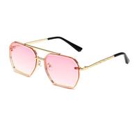 MUTYNE Square Metal Frame Sunglasses for Men Women Retro Double Bridge Sun Glasses with Gold Frame Fashion Eyewear UV Prot
