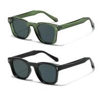 MUTYNE Square Sunglasses for Men Fashion Simplify Unisex Sun Glasses Uv400 Suitable for Versatile Scene(2pcs Black Green)