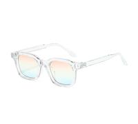 MUTYNE Square Women Fashion Sunglasses Shades Uv400 Retro Rivets Clear Gradient Men Trending(Pink yellow blue)