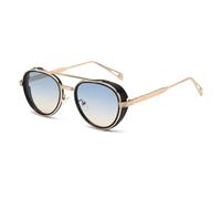 MUTYNE Steampunk Round Sunglasses for Men Women Retro Metal Frame Double Bridge Circle Sun Glasses Gothic Eyewear with Sid
