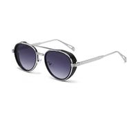 MUTYNE Steampunk Round Sunglasses for Men Women Retro Metal Frame Double Bridge Circle Sun Glasses Gothic Eyewear with Sid